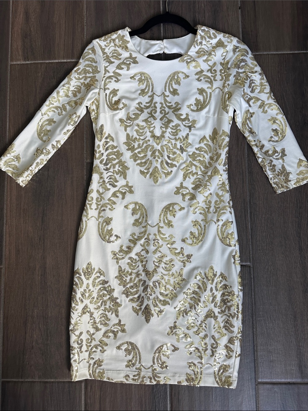 B Darlin White Dress with Gold Sequin Size 5/6